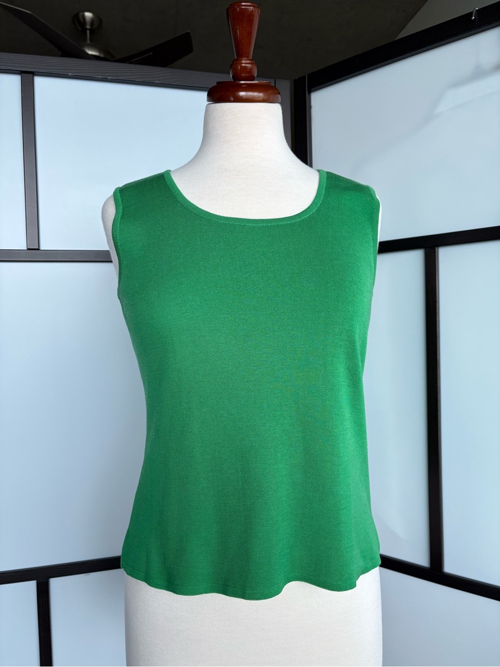 Ming Wang Emerald Green Knit Tank Top Sleeveless Shell Petite XS PXS